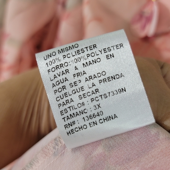 L'ATISTE Floral Semi-Sheer Self Tie Long Sleeve Coral Botanica Summer Top - Picture 10 of 12